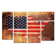 Trademark Fine Art US Flag Map by Michael Tompsett 3.9 x 2.3 Multi Panel Art Set (MT0160-P6-SE