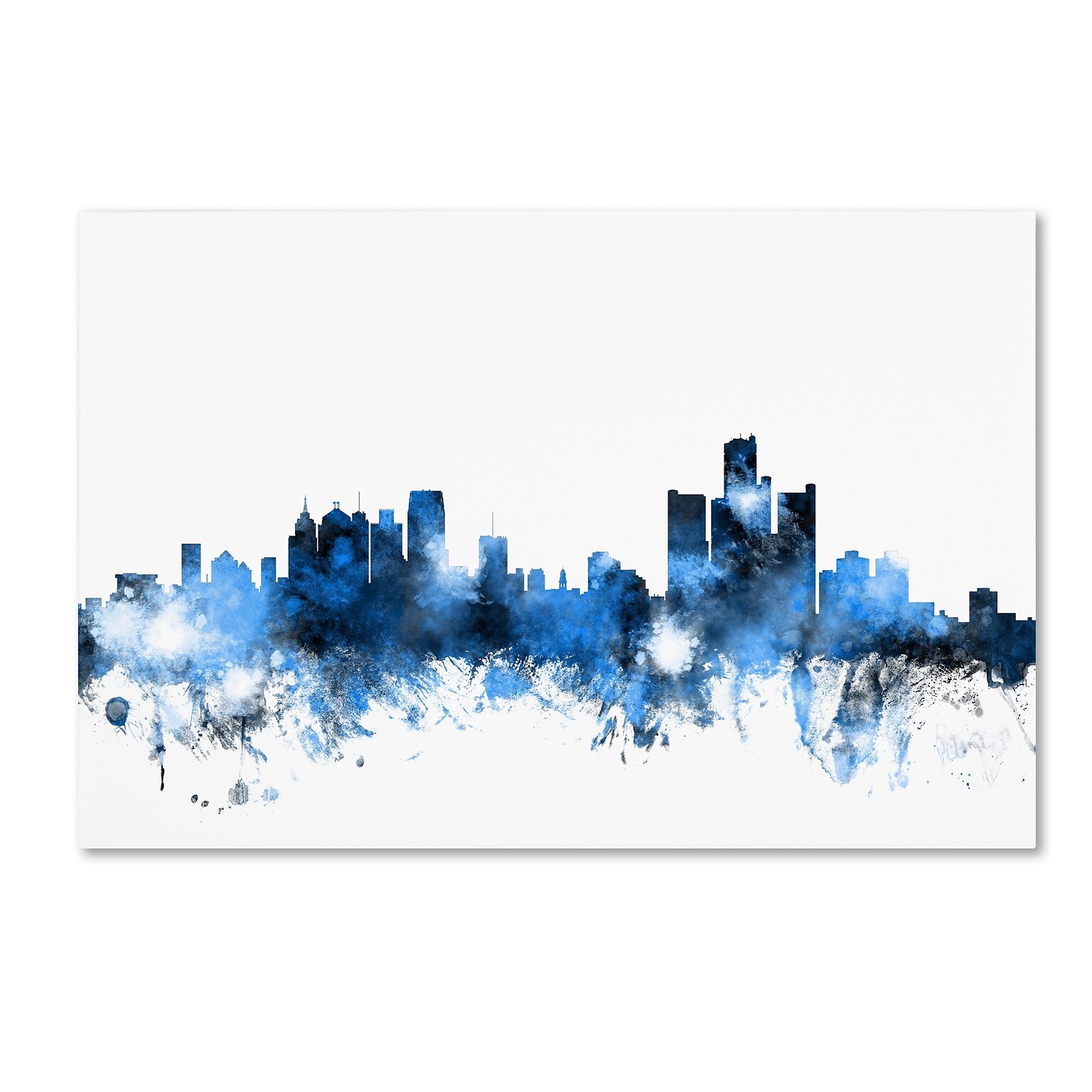 Trademark Fine Art Detroit Michigan Skyline II by Michael Tompsett 30 x 47 Canvas Art (MT0628-C3047GG)