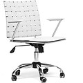 Baxton Studio Vittoria Mid-Back Leather Office Chair, Fixed Arms, White