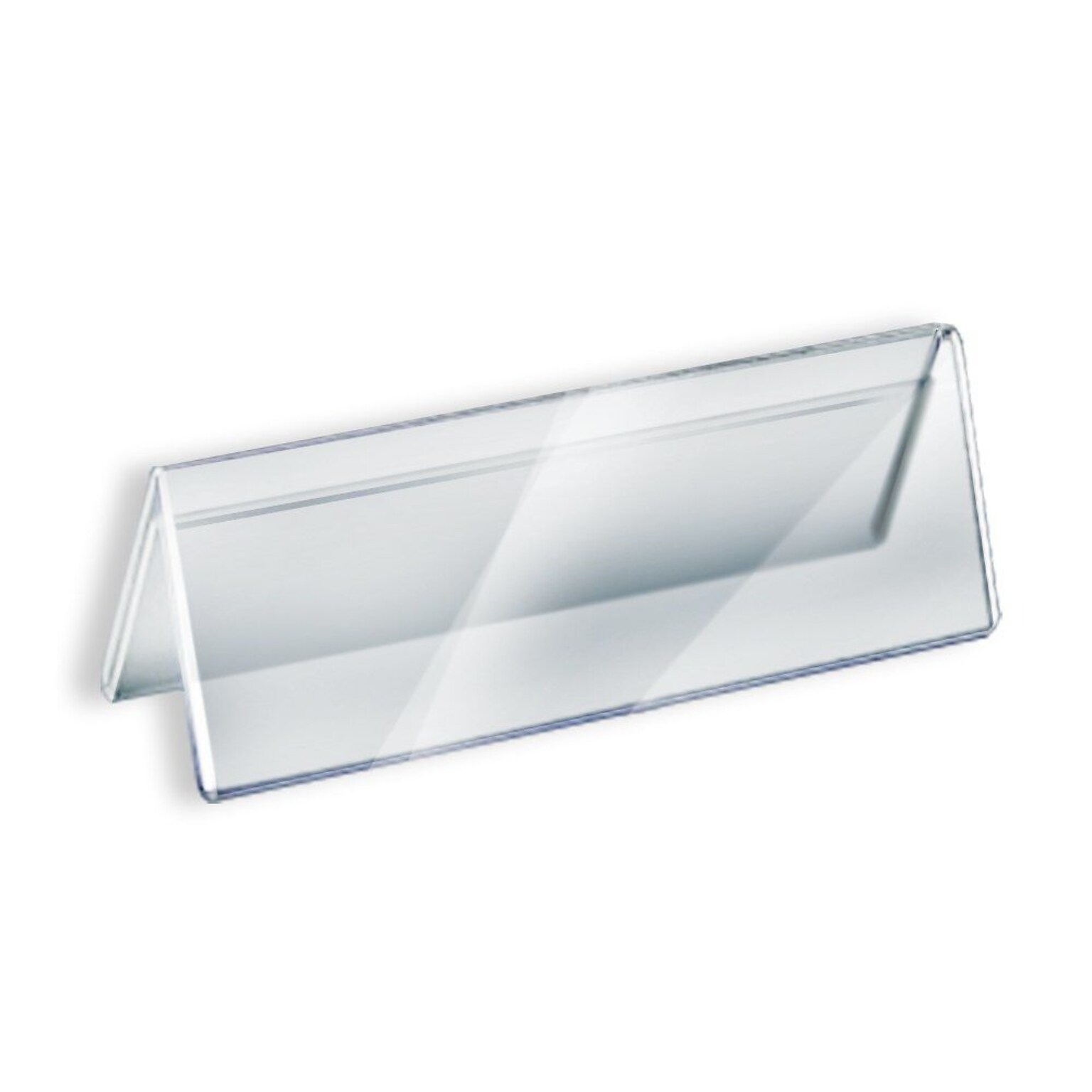 Azar Displays Two Sided Tent Style Clear Acrylic Sign Holder and Nameplate, Size: 11 W x 3 H on each side, 10-Pack (192806)