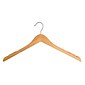 NAHANCO 17" Wood Flat Top Hanger, Brushed Chrome Hook, Low Gloss Natural, 100/Pack