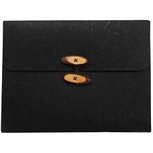 JAM Paper® Portfolio with Button and String Tie Closure, 9 x 11 3/4 x 5/8, Rainforest Black, Sold In