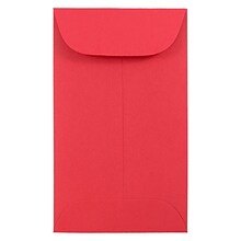 JAM Paper #3 Coin Business Colored Envelopes, 2.5 x 4.25, Red Recycled, 100/Pack (356730541B)