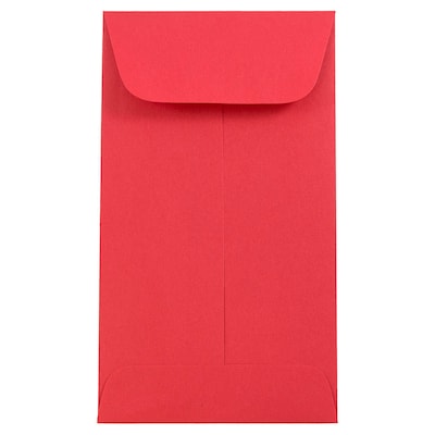 JAM Paper® #5.5 Coin Envelopes, 3 1/8 x 5 1/2, Bright Hue Red, 50/Pack (356730551I)