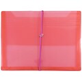JAM Paper® Plastic Envelopes with Elastic Band Closure, 9.75 x 13 with 2.625 Inch Expansion, Red, 12