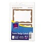 Avery® Print or Write Name Tags, Gold Border, 2-11/32" x 3-3/8", 100/Pack