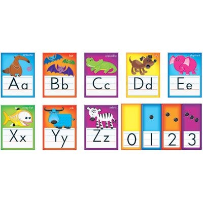 Trend Enterprises Awesome Animals Alphabet Bulletin Board Set, 36 pieces (T-8265)