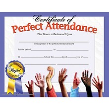 Hayes Certificate of Perfect Attendance, 8.5 x 11, Pack of 30 (H-VA613)