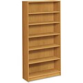 HON® 1870 Series Square-Edge Laminate Bookcases, 72-5/8H, 6 Shelves, Harvest