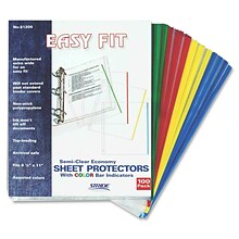 Stride® Easy Fit Color Bar Sheet Protectors, Lightweight, 8-1/2 x 11, Multicolor,100/Pack (61200)