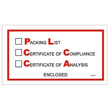 Quill Brand Packing List Envelope, 5.5 x 10, Red Full Face,Packing List/Cert of Compliance/Cert. o