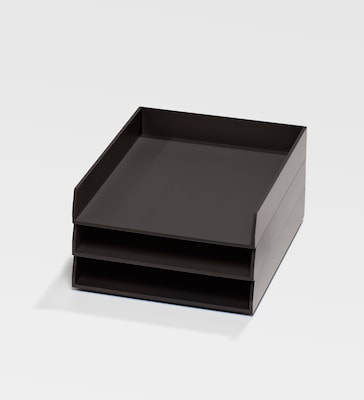 Bindertek Bright Wood Desk 3 Stackable Paper Tray Set, Black (BTSET1-BK)