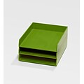 Bindertek Bright Wood Desk Stackable Paper Letter 3 Tray Set, Green (BTSET1-GR)