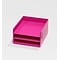 Bindertek Bright Wood Desk Stackable Letter Paper 3 Tray Set, Pink (BTSET1-PK)
