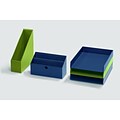 Bindertek Bright Wood Desk Organizing System Desktop Box Multi-Set, Green/Navy (BTSET3M-GN)