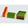 Bindertek Bright Wood Desk Organizing System Desktop Box Multi-Set, Green/Orange (BTSET3M-GO)
