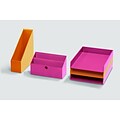Bindertek Bright Wood Desk Organizing System Desktop Box Multi-Set, Orange/Pink (BTSET3M-OP)