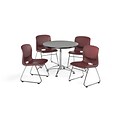 OFM 36 Round Laminate MultiPurpose Table & 4 Chairs, Gray Nebula Table/Wine Chair PKG-BRK-093-0007