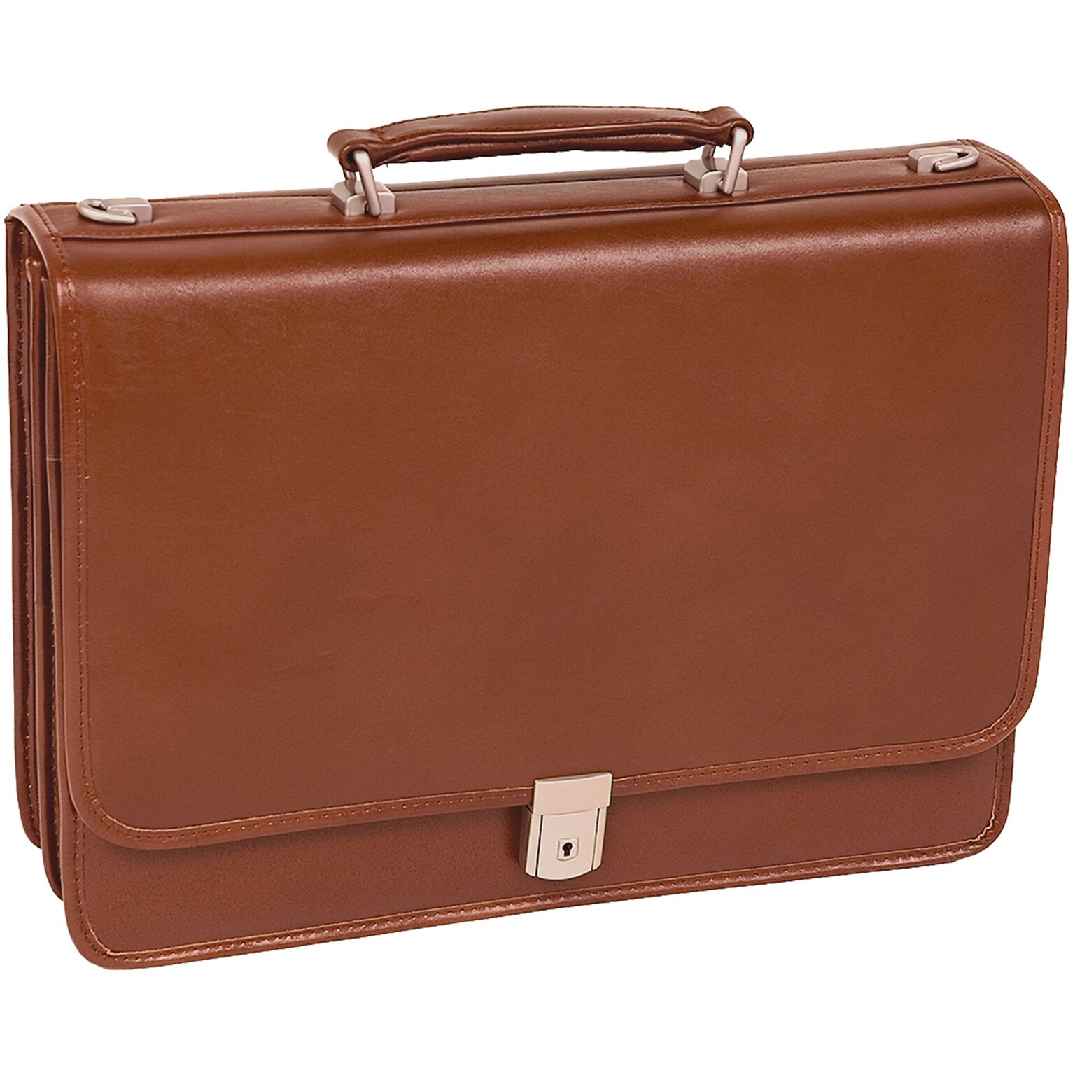 McKlein V Series, LEXINGTON, Top Grain Cowhide Leather,Flapover Double Compartment Briefcase, Brown (83544)