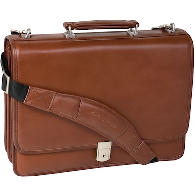 McKlein V Series, LEXINGTON, Top Grain Cowhide Leather,Flapover Double Compartment Briefcase, Brown (83544)