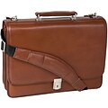 McKlein V Series, LEXINGTON, Top Grain Cowhide Leather,Flapover Double Compartment Briefcase, Brown