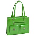 McKlein W Series, VERONA, Genuine Cowhide Leather, Fly-Through Checkpoint-Friendly Ladies Laptop Briefcase, Green (96621)