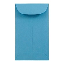 JAM Paper #3 Coin Business Colored Envelopes, 2.5 x 4.25, Blue Recycled, 25/Pack (356730539)