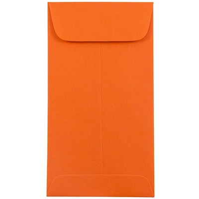JAM Paper #7 Coin Business Colored Envelopes, 3.5 x 6.5, Orange Recycled, Bulk 1000/Carton (1526755C
