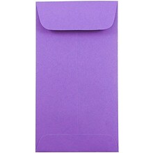 JAM Paper #7 Coin Envelopes, 3 1/2 x 6 1/2, Violet Purple Recycled, Bulk 500/Box (1526758H)