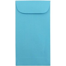 JAM Paper #7 Coin Business Colored Envelopes, 3.5 x 6.5, Blue Recycled, 25/Pack (1526764)