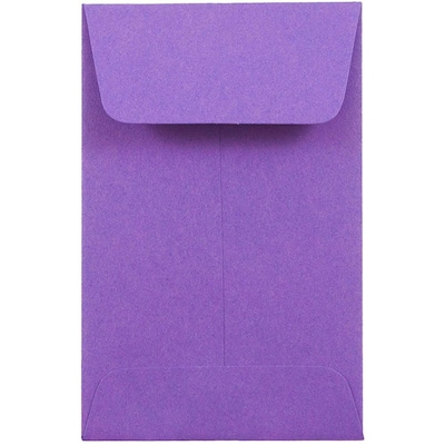 JAM Paper #1 Coin Business Colored Envelopes, 2.25 x 3.5, Violet Purple Recycled, 25/Pack (353027837