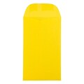 JAM Paper #3 Coin Business Colored Envelopes, 2.5 x 4.25, Yellow Recycled, 25/Pack (356730537)