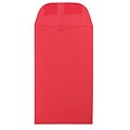JAM Paper #3 Coin Business Colored Envelopes, 2.5 x 4.25, Red Recycled, 100/Pack (356730541B)
