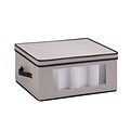 Honey Can Do Dinnerware Storage Box, 18.5 x 14 x 8.5, Gray Canvas (SFT-05379)
