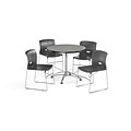 OFM 36 Round Laminate Multi-Purpose Table & 4 Chairs, Gray Table/Dark Gray Chair (PKG-BRK-094-0006)