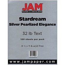 JAM Paper® Metallic Paper - 8.5 x 11 - 32lb Silver Pearlized Elegance Star dream Metallic - 100/pa