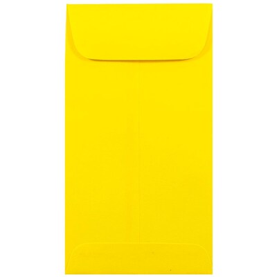 JAM Paper #7 Coin Business Colored Envelopes, 3.5 x 6.5, Yellow Recycled, Bulk 500/Box (1526761H)