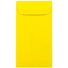 JAM Paper #7 Coin Business Colored Envelopes, 3.5 x 6.5, Yellow Recycled, Bulk 500/Box (1526761H)