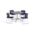 OFM 36 Square Laminate MultiPurpose Table & 4 Chairs, Gray Nebula Table/Navy Chair PKG-BRK-100-0008