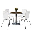 KFI 42 Round Walnut HPL Table with 4 9222-White Chairs  (42RB922SWL9222W)