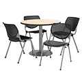 KFI 36 Round Natural HPL Table with 4 Black KOOL Chairs  (36R192SNA230P10)