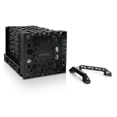 Icy Dock® Black Vortex 3.5/5.25 Internal SATA HDD 4-in-3 Hot Swap Module Cooler Cage; Black (MB074SP1B)