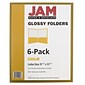JAM Paper Laminated Two-Pocket Glossy Presentation Folders, Gold, 6/Pack (385GGOA)