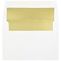 JAM Paper® A6 Foil Lined Invitation Envelopes, 4.75 x 6.5, White with Gold Foil, Bulk 250/Box (82851H)