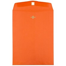 JAM Paper 9 x 12 Open End Catalog Colored Envelopes with Clasp Closure, Orange Recycled, 10/Pack (