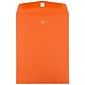 JAM Paper 9" x 12" Open End Catalog Colored Envelopes with Clasp Closure, Orange Recycled, 10/Pack (92938B)