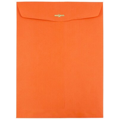 JAM Paper 9" x 12" Open End Catalog Colored Envelopes with Clasp Closure, Orange Recycled, 10/Pack (92938B)
