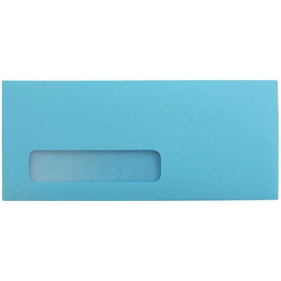 JAM Paper #10 Window Envelope, 4 1/8 x 9 1/2, Blue, 25/Pack (5156476)