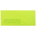 JAM Paper Open End #10 Window Envelope, 4 1/8 x 9 1/2, Ultra Lime Green, 50/Pack (5156480I)