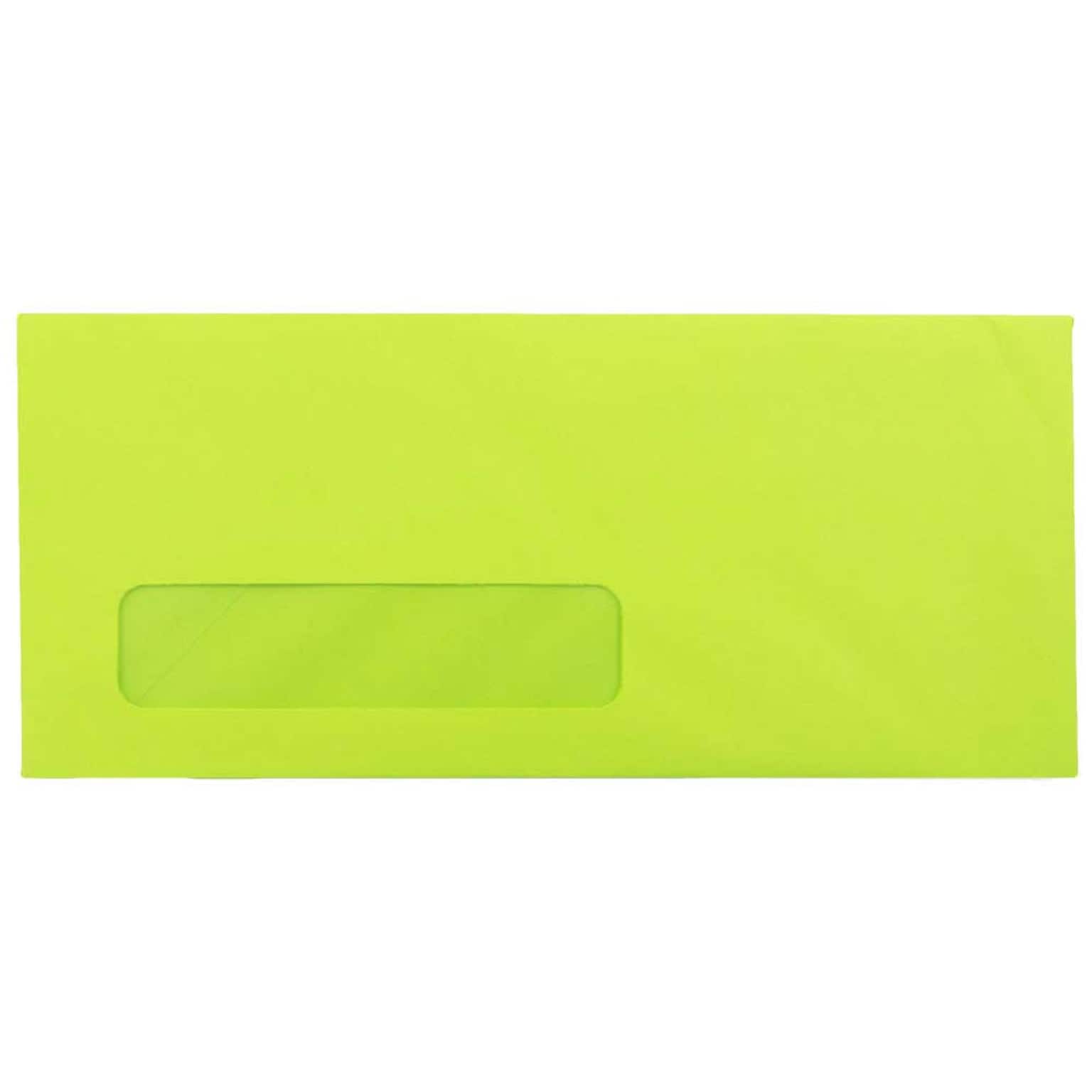 JAM Paper #10 Window Envelope, 4 1/8 x 9 1/2, Ultra Lime Green, 25/Pack (5156480)